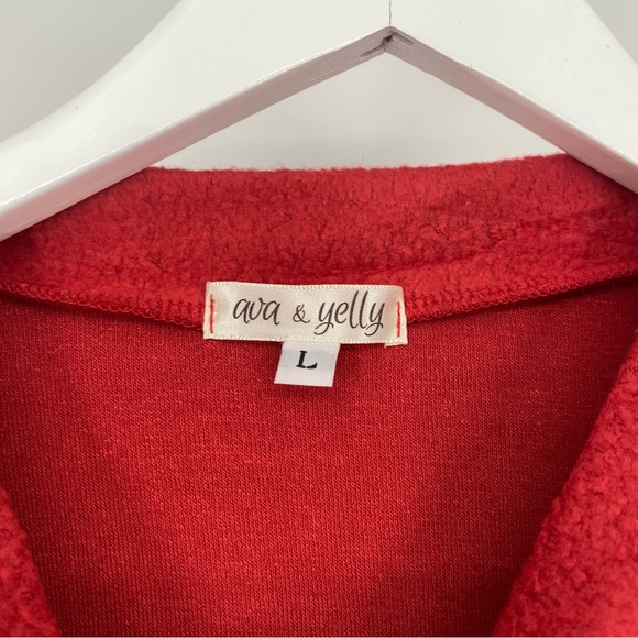 Ava & Yelly Kids Girls' Keyhole Tie Front Mock Neck Sweater Red Orange L NWT - Picture 4 of 4